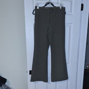 Express Olive Green Pinstripe Trousers